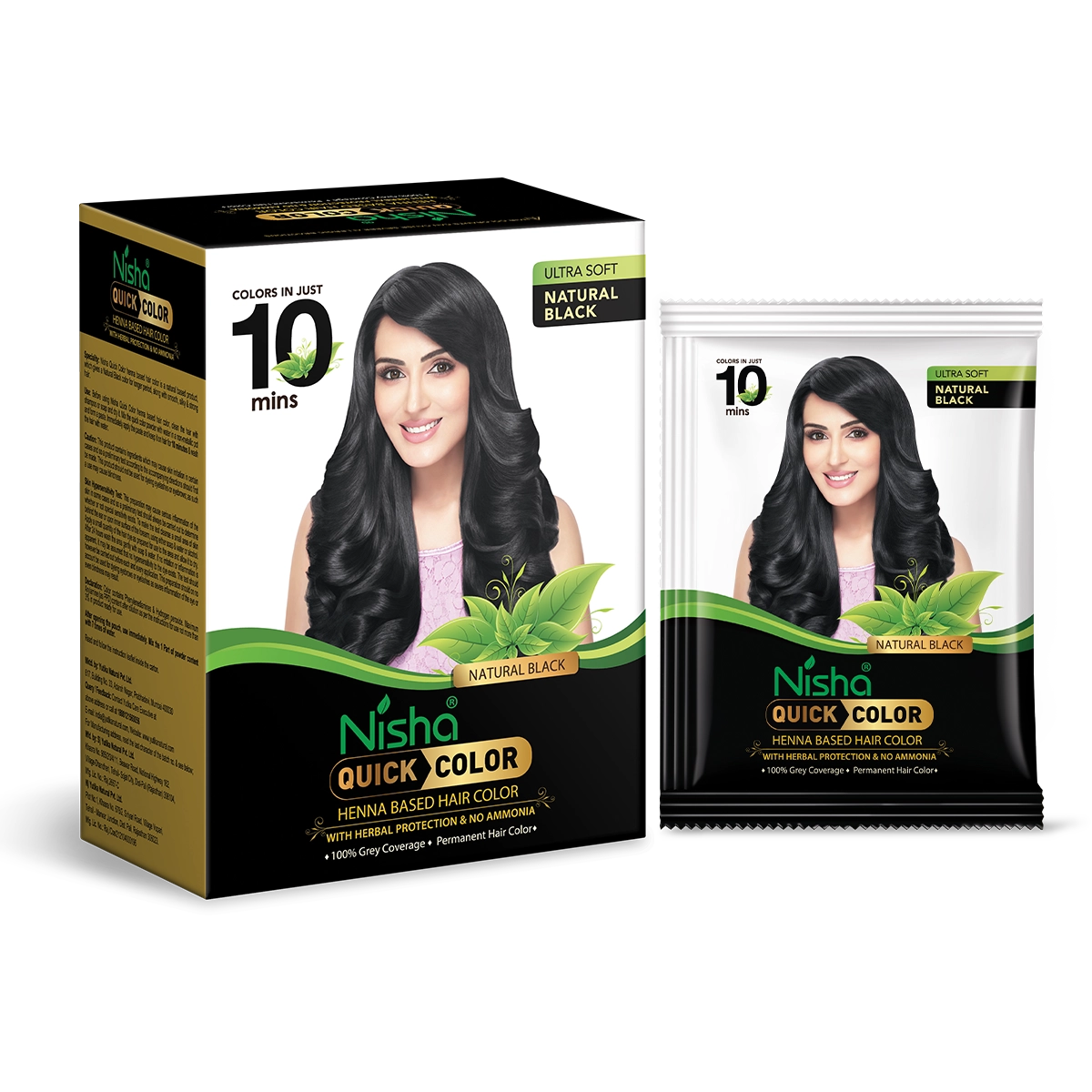 Nisha Quick Color Henna Based Hair Color Natural Black 60gm