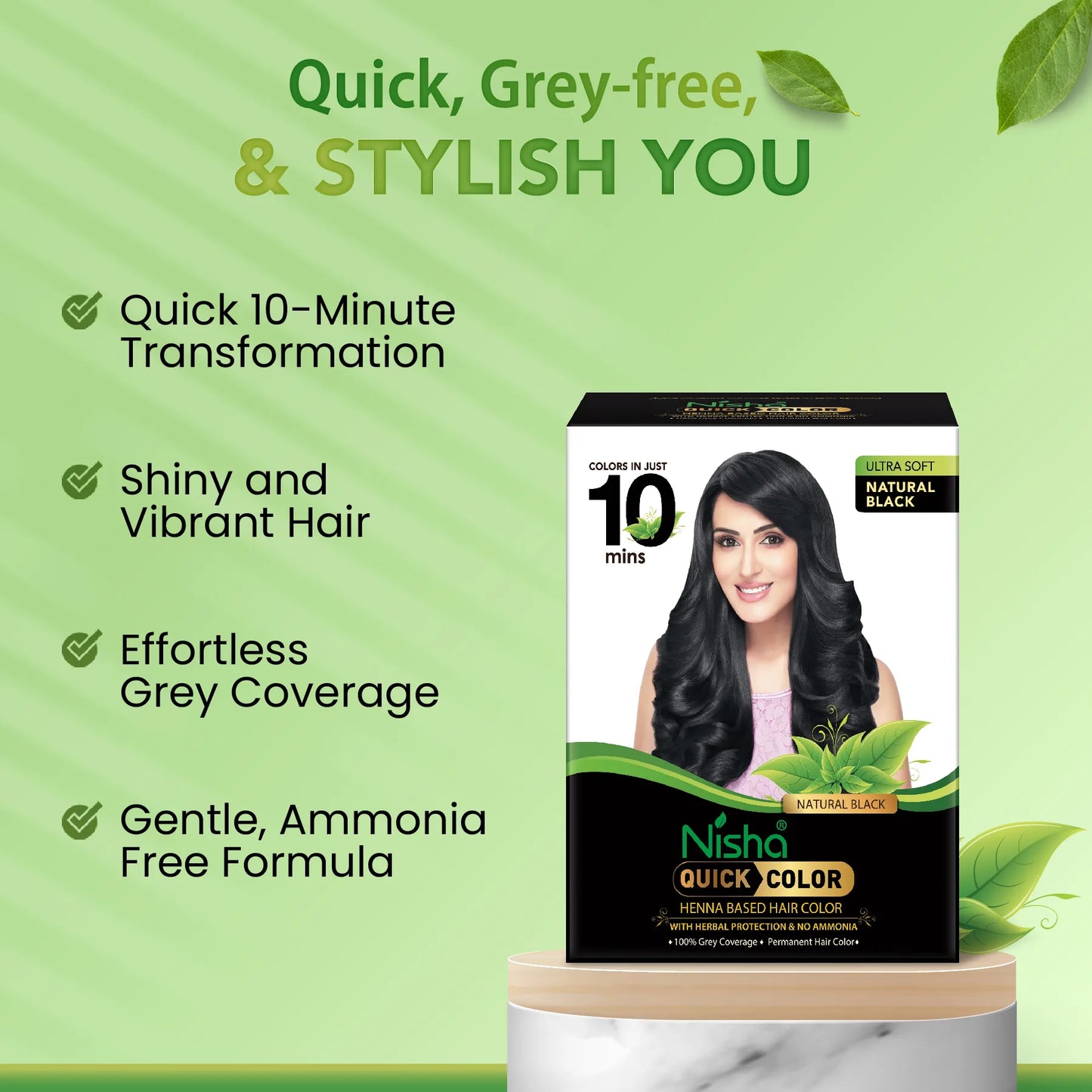 Nisha Quick Color Henna Based Hair Color Natural Black 60gm