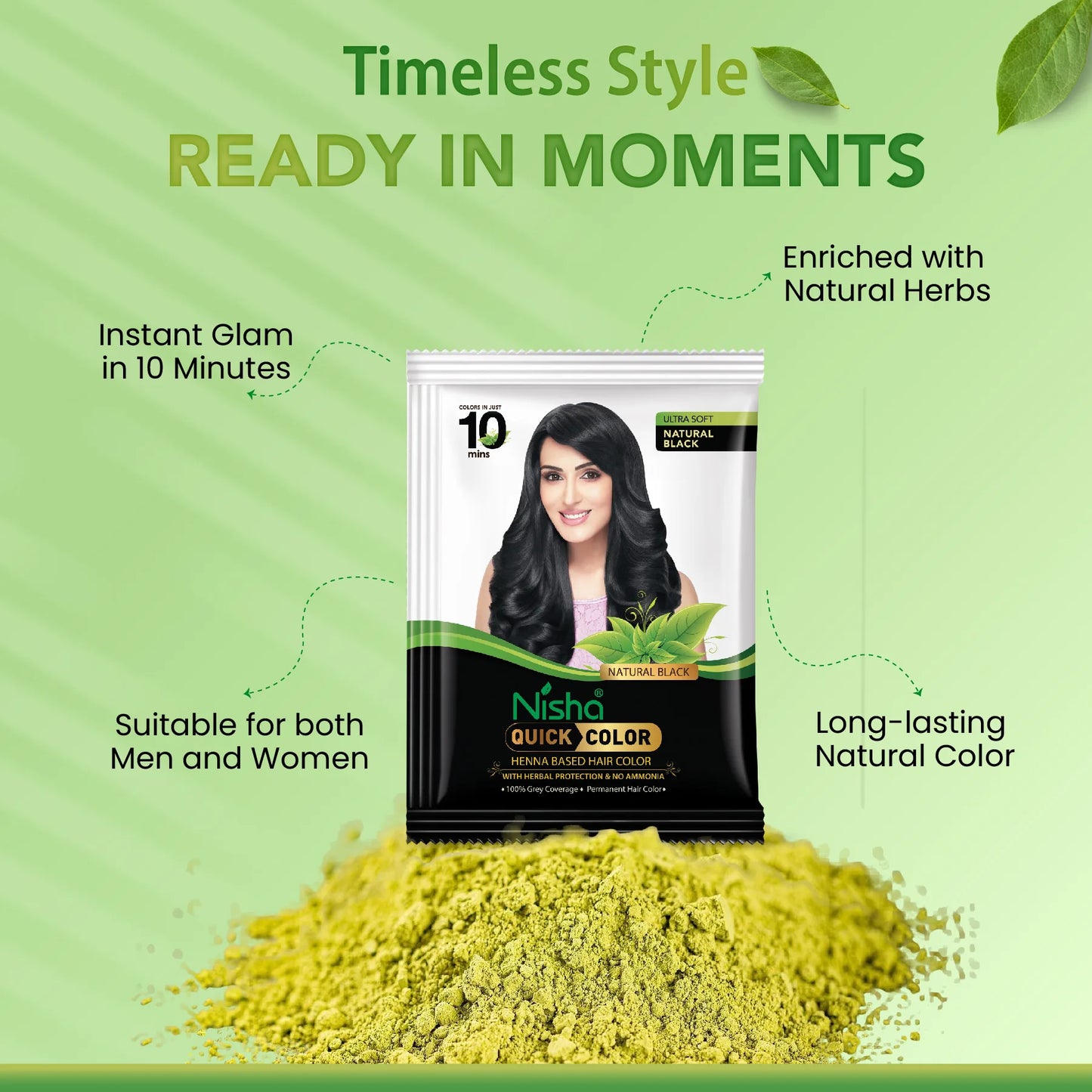 Nisha Quick Color Henna Based Hair Color Natural Black 60gm