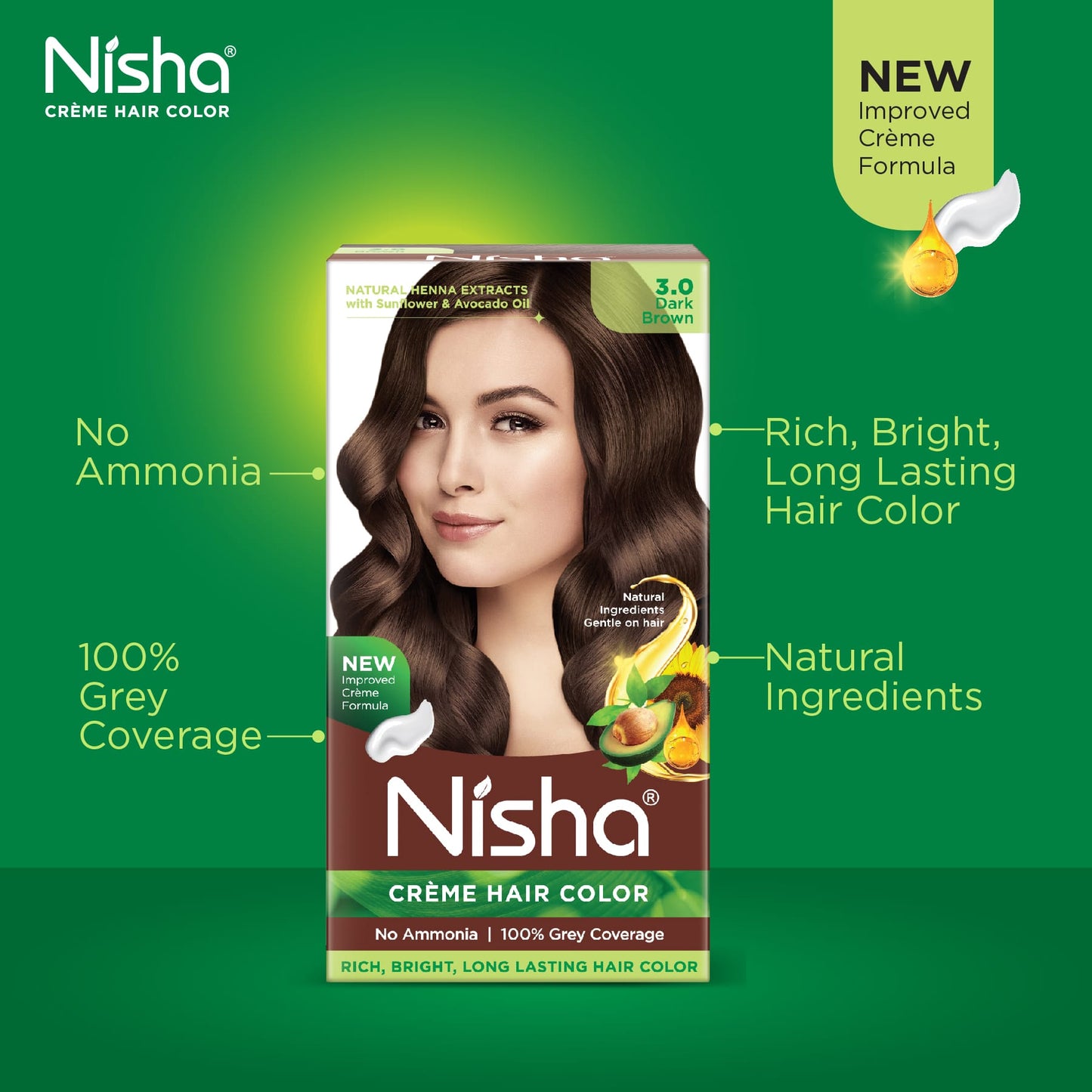 Nisha Crème Hair Color Dark Brown