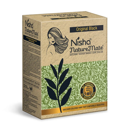 Nisha NatureMate Natural Henna-Based Hair Color Original Black