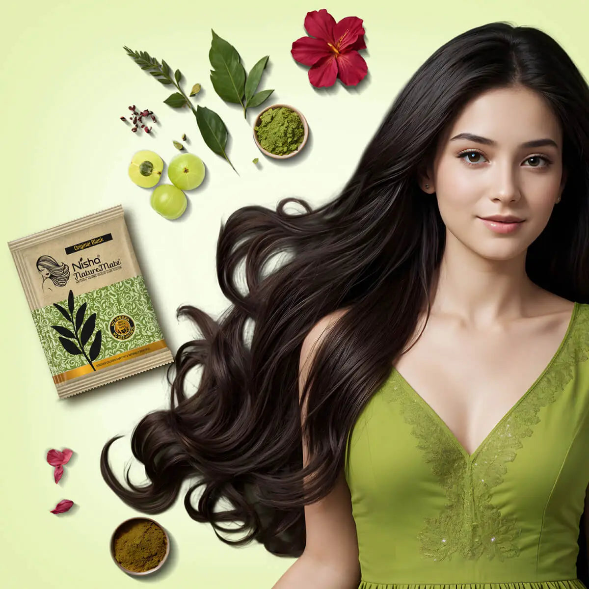 Nisha NatureMate Natural Henna-Based Hair Color Original Black